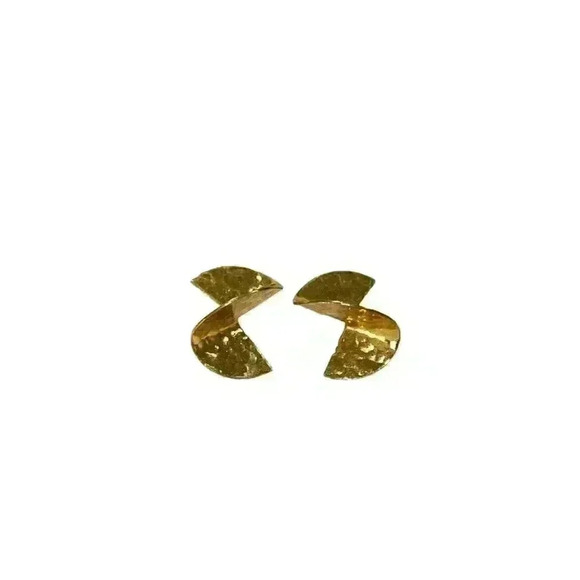 Vintage Twist Fan-Shaped Golden post earrings .5 inches - Picture 1 of 3